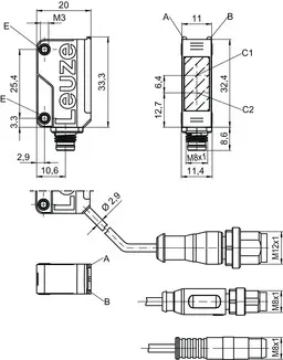 Produktfoto 1 von Leuze Electronic LE5B/4X-200-M8.1, Einweg-Lichtschranke Empfänger