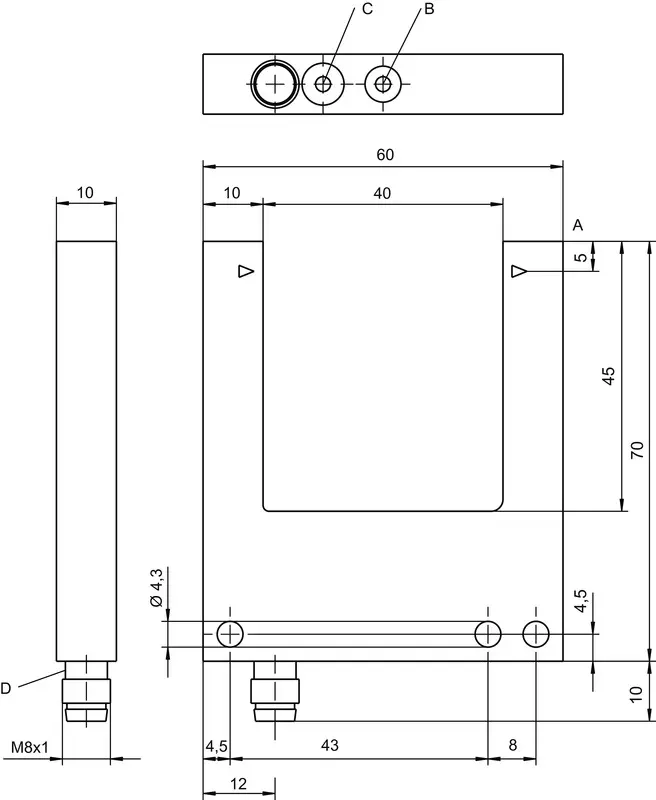 Produktfoto 1 von Leuze Electronic GS04B/P.1-40-M8.3, Gabel-Lichtschranke