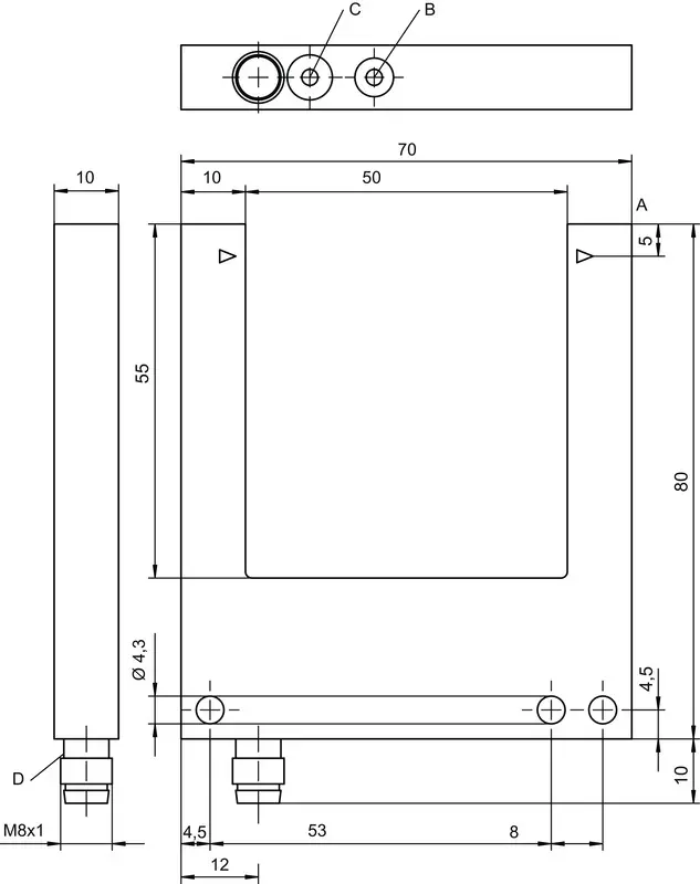 Produktfoto 1 von Leuze Electronic GS04B/P.1-50-M8.3, Gabel-Lichtschranke