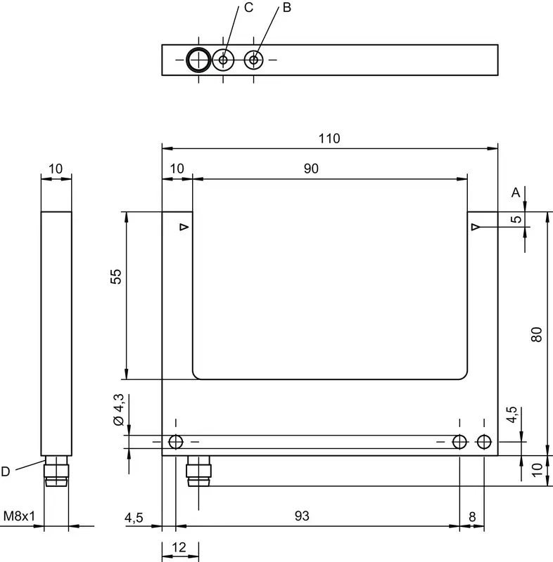 Produktfoto 1 von Leuze Electronic GS04B/P.1-90-M8.3, Gabel-Lichtschranke