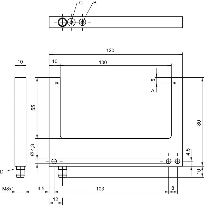 Produktfoto 1 von Leuze Electronic GS04B/N.1-100-M8.3, Gabel-Lichtschranke