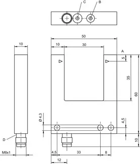 Produktfoto 1 von Leuze Electronic GSL04B/1.1-30-M8.3, Gabel-Lichtschranke