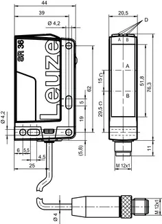 Produktfoto 1 von Leuze Electronic PRK36/4X-200-M12, Reflex-Lichtschranke polarisiert