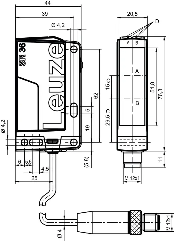 Produktfoto 1 von Leuze Electronic PRK36/2, Reflex-Lichtschranke polarisiert