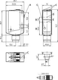 Produktfoto 1 von Leuze Electronic ODT25B/L6X.32-2500-S12, Distanztaster Hintergrundausblendung