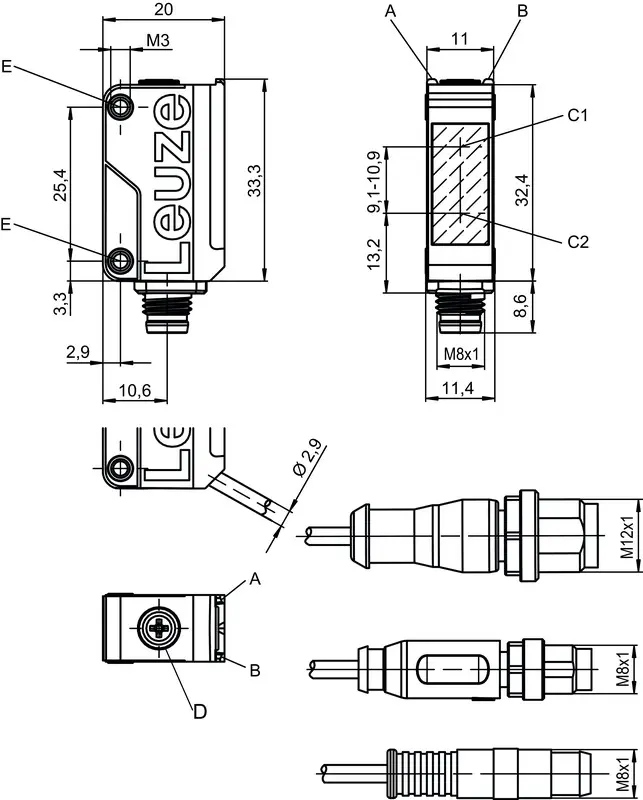Produktfoto 1 von Leuze Electronic HT5BPP/4, Taster Hintergrundausblendung