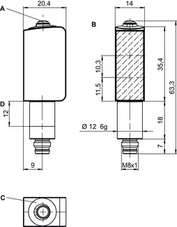 Produktfoto 1 von Leuze Electronic ODT53C.S3/L6-M8, Distanztaster Hintergrundausblendung