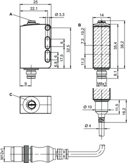 Produktfoto 1 von Leuze Electronic HT55C.S/LG-M8, Taster Hintergrundausblendung