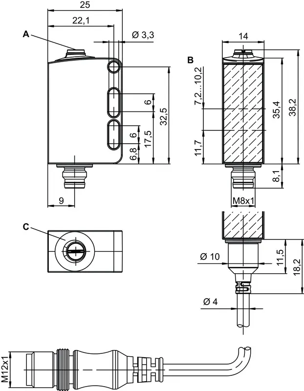 Produktfoto 1 von Leuze Electronic HT55CL1/LG-5000, Taster Hintergrundausblendung