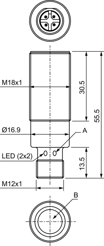 Produktfoto 1 von Leuze Electronic HTU218-800/LT-M12, Ultraschall Taster