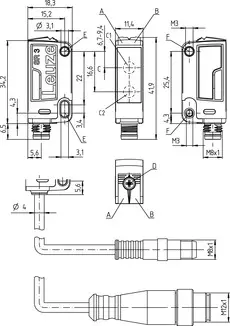 Produktfoto 1 von Leuze Electronic HT3CPP/4P-200-M12, Taster Hintergrundausblendung