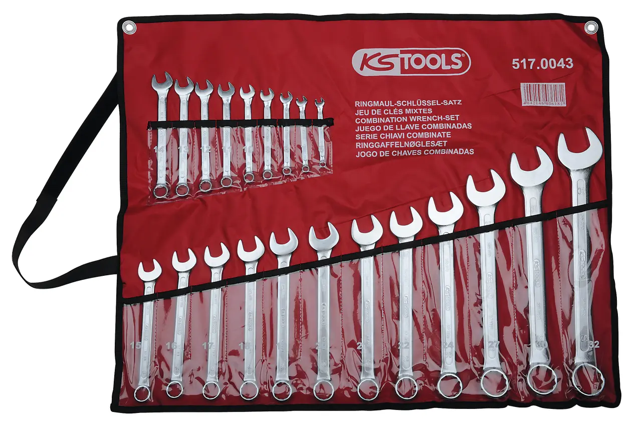 Produktfoto 1 von KS Tools 517.0043, Ringmaulschlüssel-Satz, abgewinkelt, 21-tlg 6-32mm