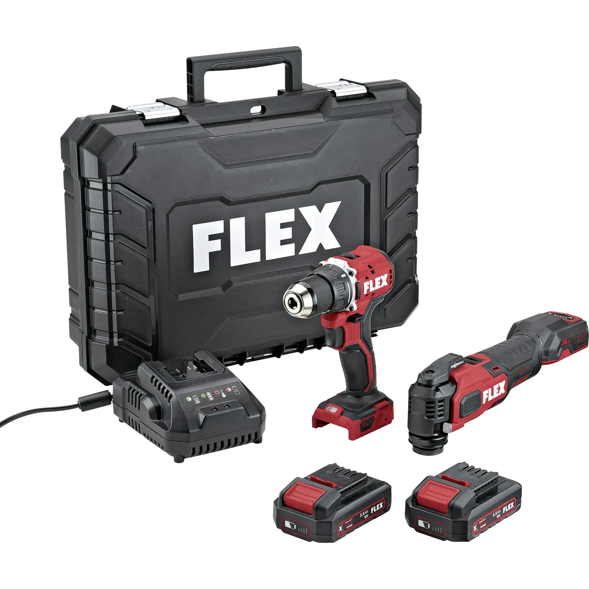 Produktfoto 1 von FLEX Tools 532843, Akku DuoPack Akkuschrauber+Multitool 2x 2,5 Ah