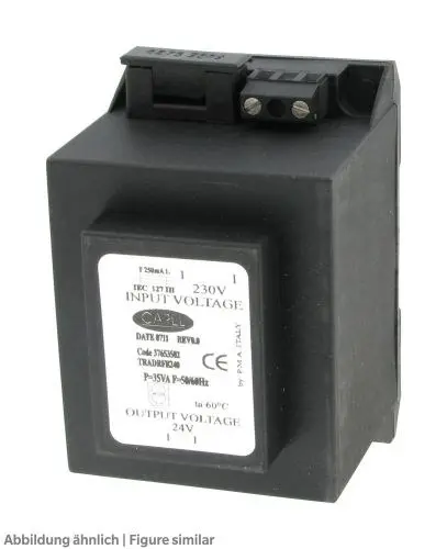 Produktfoto 1 von Carel TRADRFE240, Transformator 230V/24V, 35VA mit Sicherung