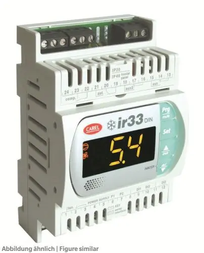 Produktfoto 1 von Carel DN33H0HB00, Kühlstellenregler IR33DIN 115-230VAC, 5 Relais,NTC,RTC