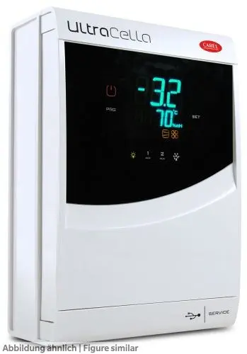 Produktfoto 1 von Carel WB000DG0F0, UltraCella Kompaktschaltschrank 230V zweizeiliges Display grün
