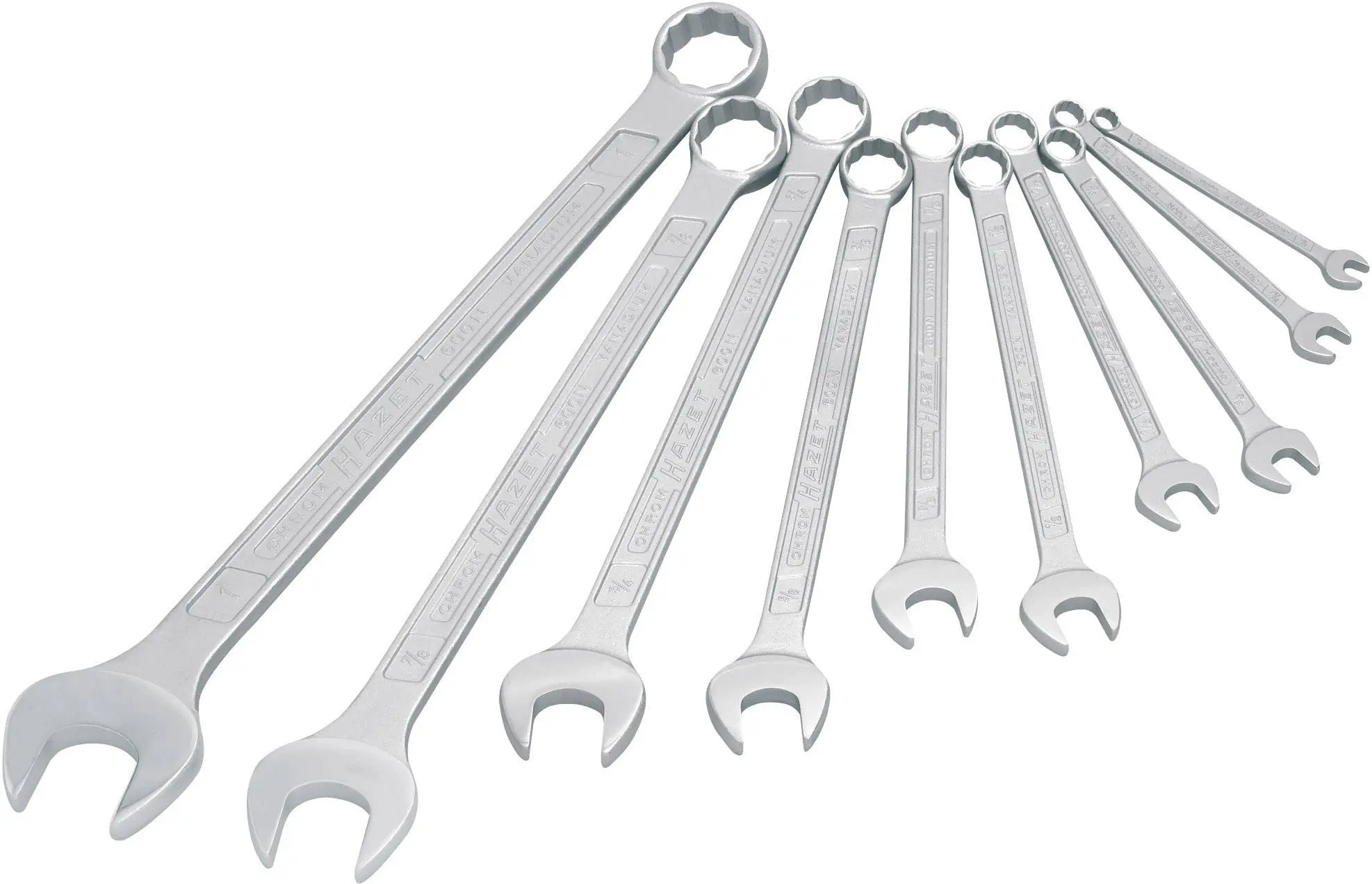 Produktfoto 1 von Hazet 600NA/10, Ring-Maulschlüssel-Satz 10teilig (8-19mm, 1/2"-9/16")