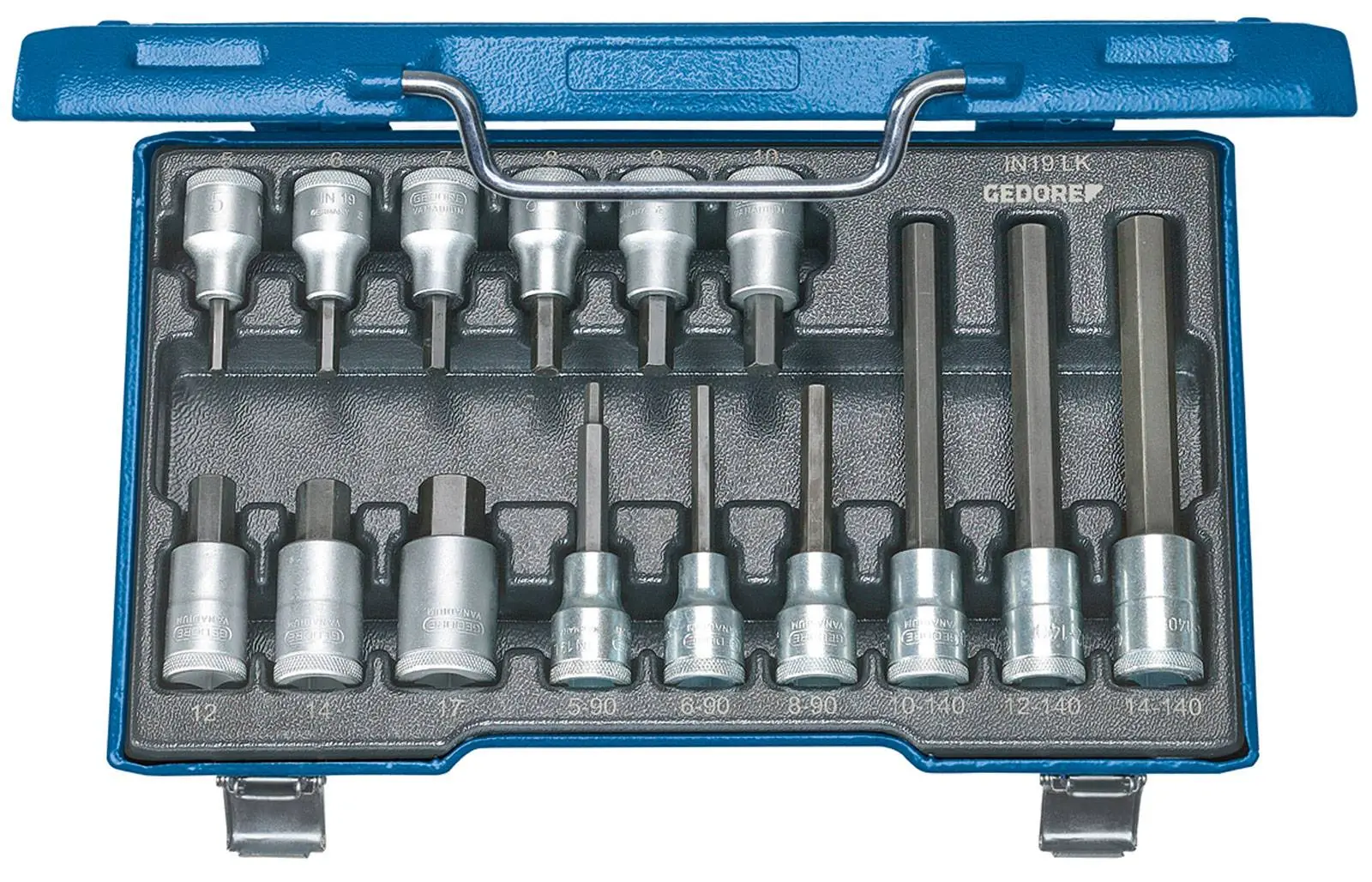 Produktfoto 1 von Gedore Steckschlüssel-Bit-Einsatz-Set 1/2" (12.5 mm) 15teilig 6129360