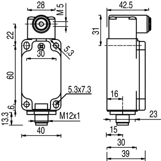 Produktfoto 1 von Leuze Electronic S300-P13C1-M12-SB, Sicherheits-Positionsschalter