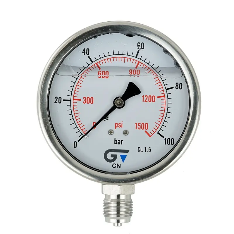 Fergo MA104 Glycerin Manometer 0 - 4 bar G 1/2 Zoll senkrecht 100mm Edelstahl