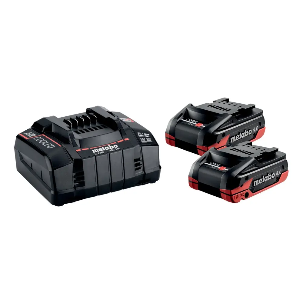 Produktfoto 1 von Metabo 685306000, Akku Basis-Set: 2 x LiHDX 4.0 Ah + Ladegerät ASC 145