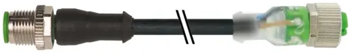 Murrelektronik 7000-40311-6342000, M12 St. 0°/M12 Bu. 0° A-kod. LED