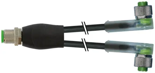 Murrelektronik 7000-40781-6330600, Y-Verteiler M12 St./M12 Bu. 90° A-kod. LED