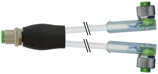 Produktfoto 1 von Murrelektronik 7000-40801-2331500, Y-Verteiler M12 St./M12 Bu. 90° A-kod. LED