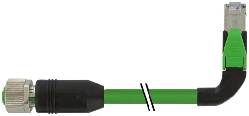 Produktfoto 1 von Murrelektronik 7000-44657-7960330, M12 Bu. 0° D-kod./RJ45 90° links geschirmt