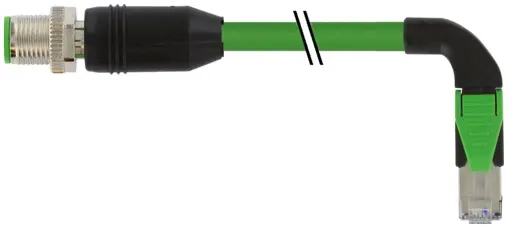 Produktfoto 1 von Murrelektronik 7000-44757-7960500, M12 St. 0° D-kod./RJ45 90° rechts geschirmt
