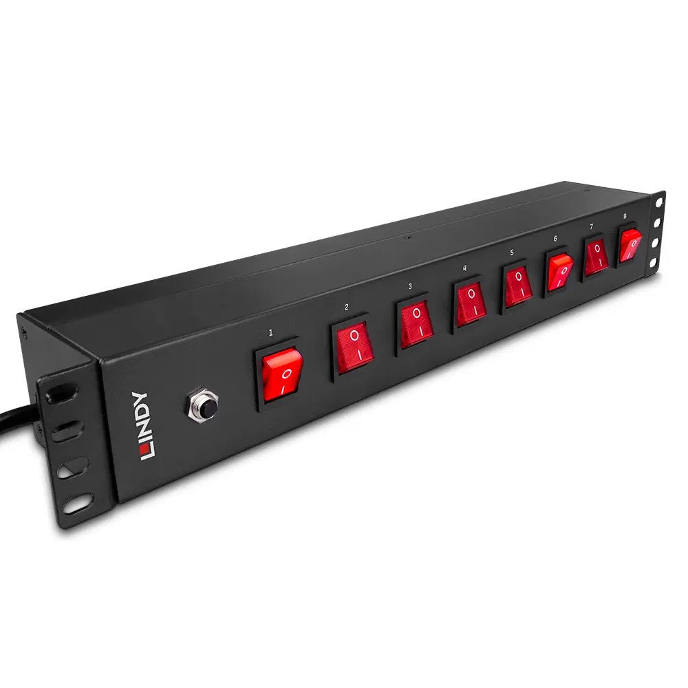 Produktfoto 1 von LINDY 73025, 1.5U 8-Fach Schuko-Steckdosen, Horizontale 19-Zoll-Rack PDU