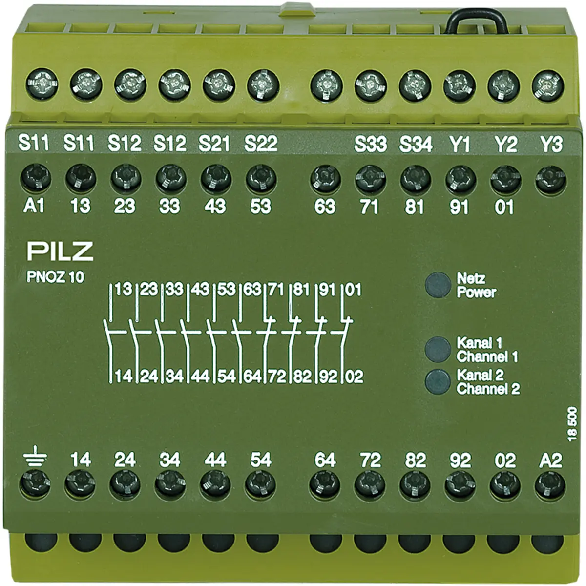Produktfoto 1 von PILZ PNOZ 10 230-240VAC 6n/o 4n/c, Überwachung von Not-Halt, Schutztüren