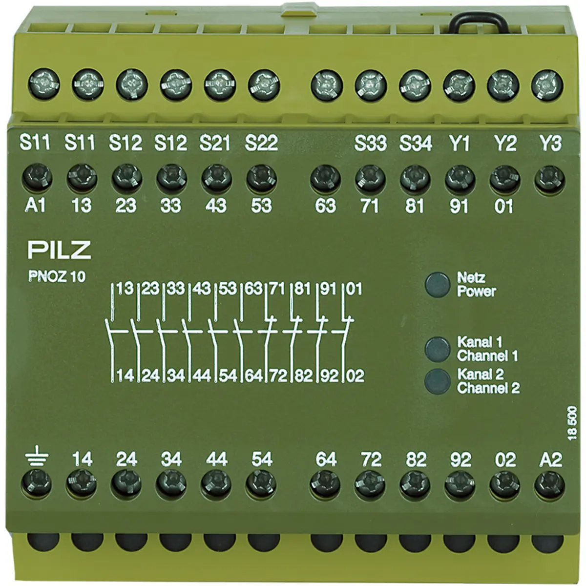 Produktfoto 1 von PILZ PNOZ 10 48VAC 6n/o 4n/c, Überwachung von Not-Halt, Schutztüren