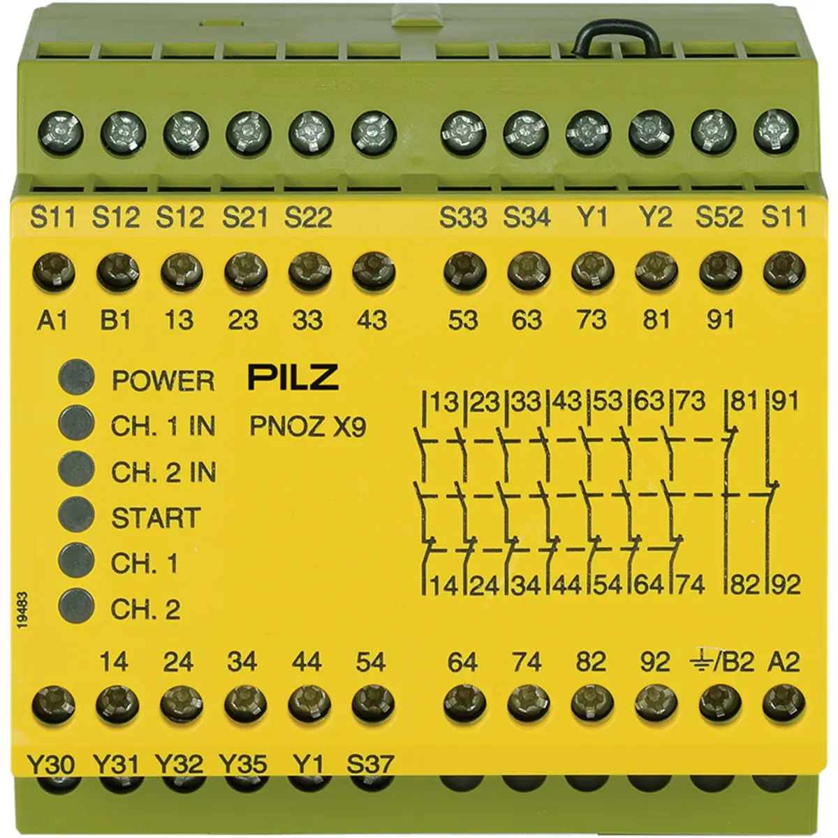 Produktfoto 1 von PILZ PNOZ X9 200-230VAC 24VDC 7n/o 2n/c 2so Schaltgeräte P/N: 774606