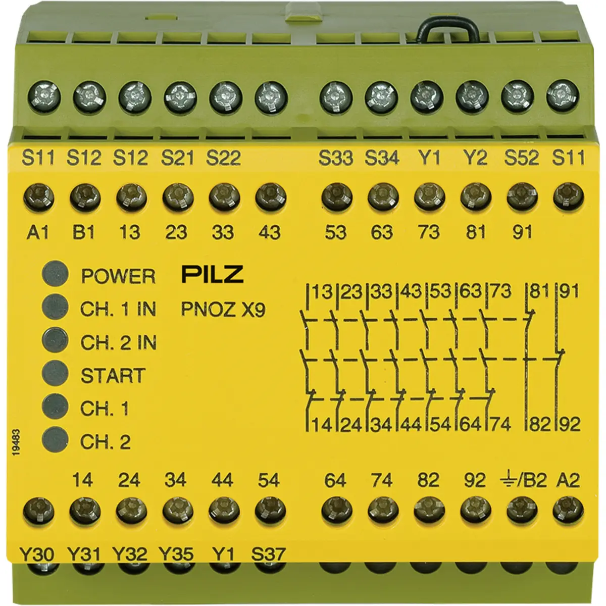 Produktfoto 1 von PILZ PNOZ X9 24VAC 24VDC 7n/o 2 n/c 2so Schaltgeräte P/N: 774609