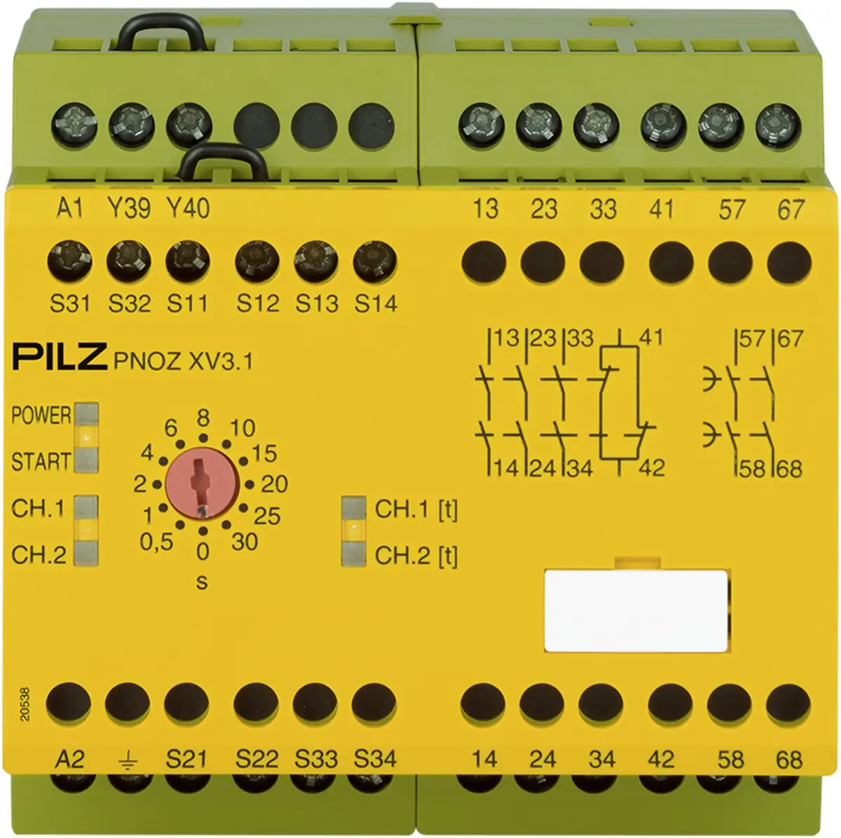 Produktfoto 1 von PILZ PNOZ XV3.1 30/24-240VACDC 3no 1nc 2no t, Zeitüberwachung, P/n: 774610