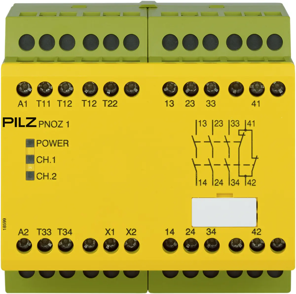 Produktfoto 1 von PILZ PNOZ 1 24VDC 3n/o 1n/c, Überwachung von Not-Halt, Schutztüren