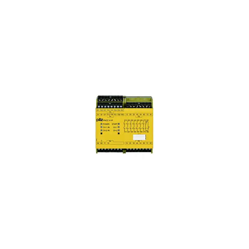 Produktfoto 1 von PILZ PNOZ X11P 230-240VAC 24VDC 7n/o 1n/c 2so, Überwachung von Not-Halt