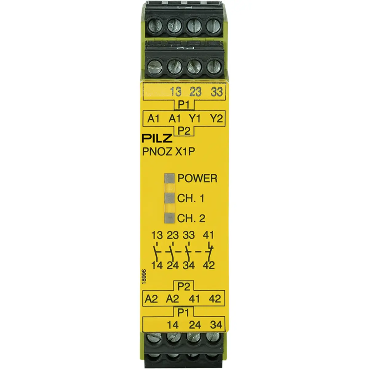 Produktfoto 1 von PILZ PNOZ X1P 24VDC 3n/o 1n/c, Überwachung von Not-Halt, Schutztüren