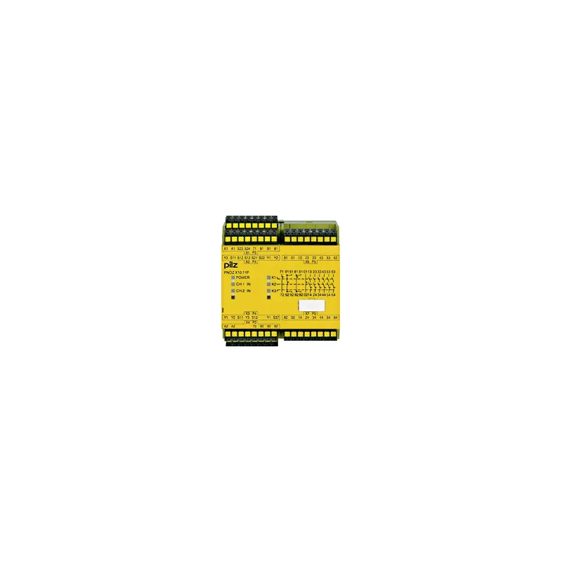Produktfoto 1 von PILZ PNOZ X10.11P C 24VDC 6n/o 4n/c 6LED, Überwachung von Not-Halt, Schutztüren