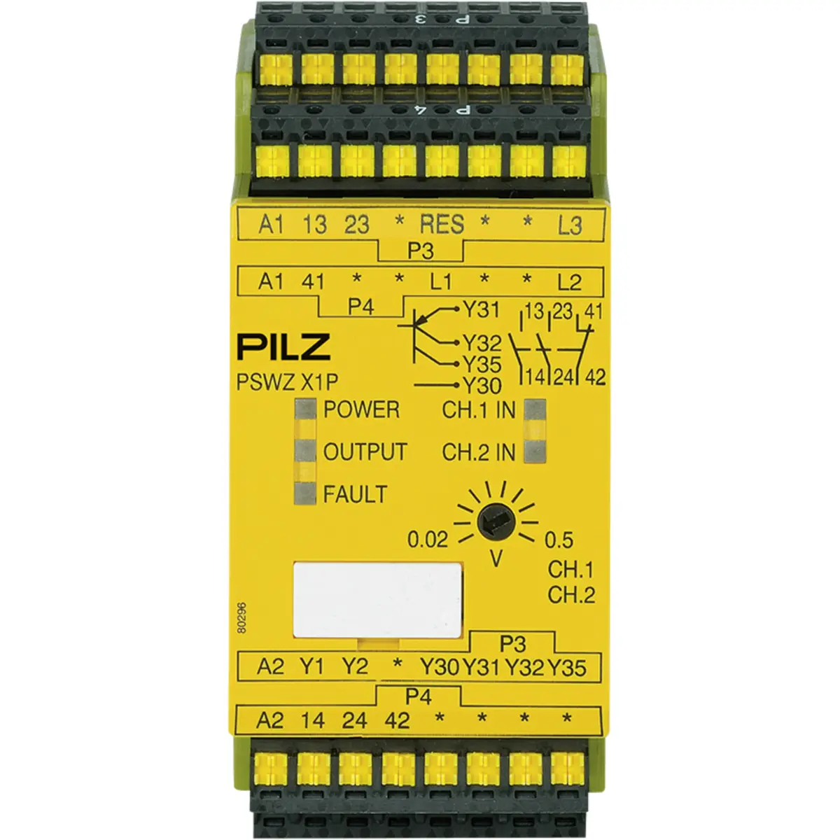 Produktfoto 1 von PILZ PSWZ X1P C 0,5V/24-240VACDC 2n/o 1n/c2so, Stillstandsüberwachung, 787949