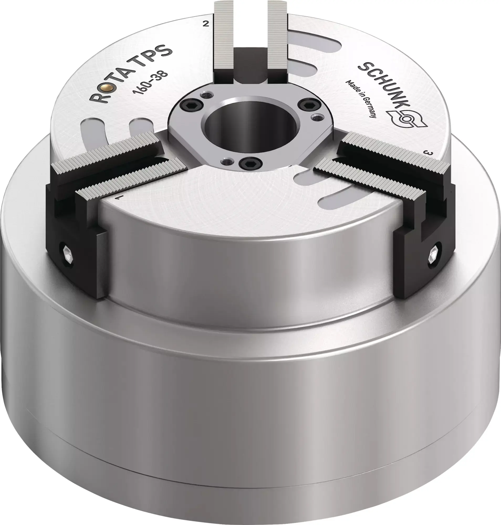 Produktfoto 1 von SCHUNK ROTA TPS 160-38 Z-SV90°, Stationäre 3-Backenfutter, pneumatisch betätigt