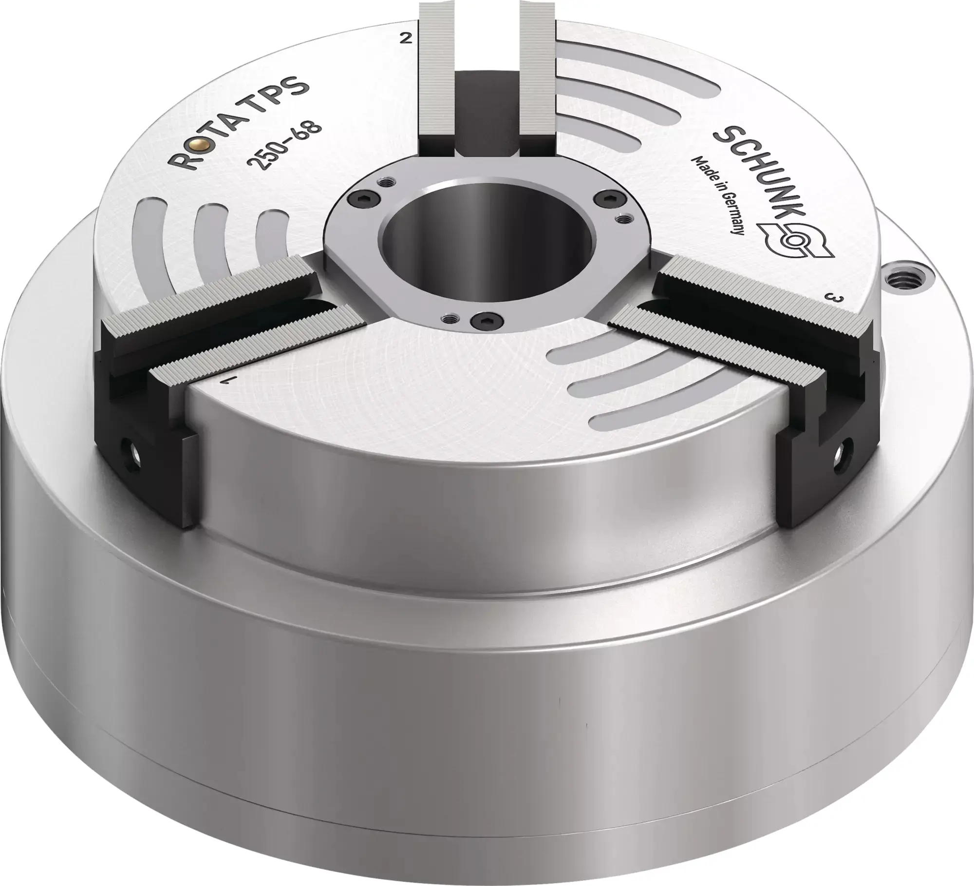 Produktfoto 1 von SCHUNK ROTA TPS 250-68 Z-SV90°, Stationäre 3-Backenfutter, pneumatisch betätigt