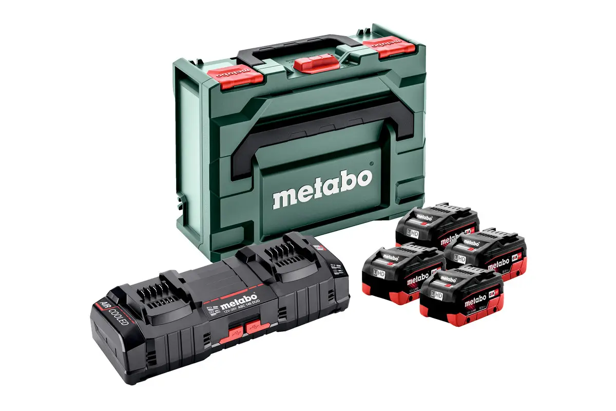 Produktfoto 1 von Metabo 685135000, Basis-Set 4x LiHD Akku 18 V 8,0 Ah  + Lader ASC 145 Duo in metaBOX