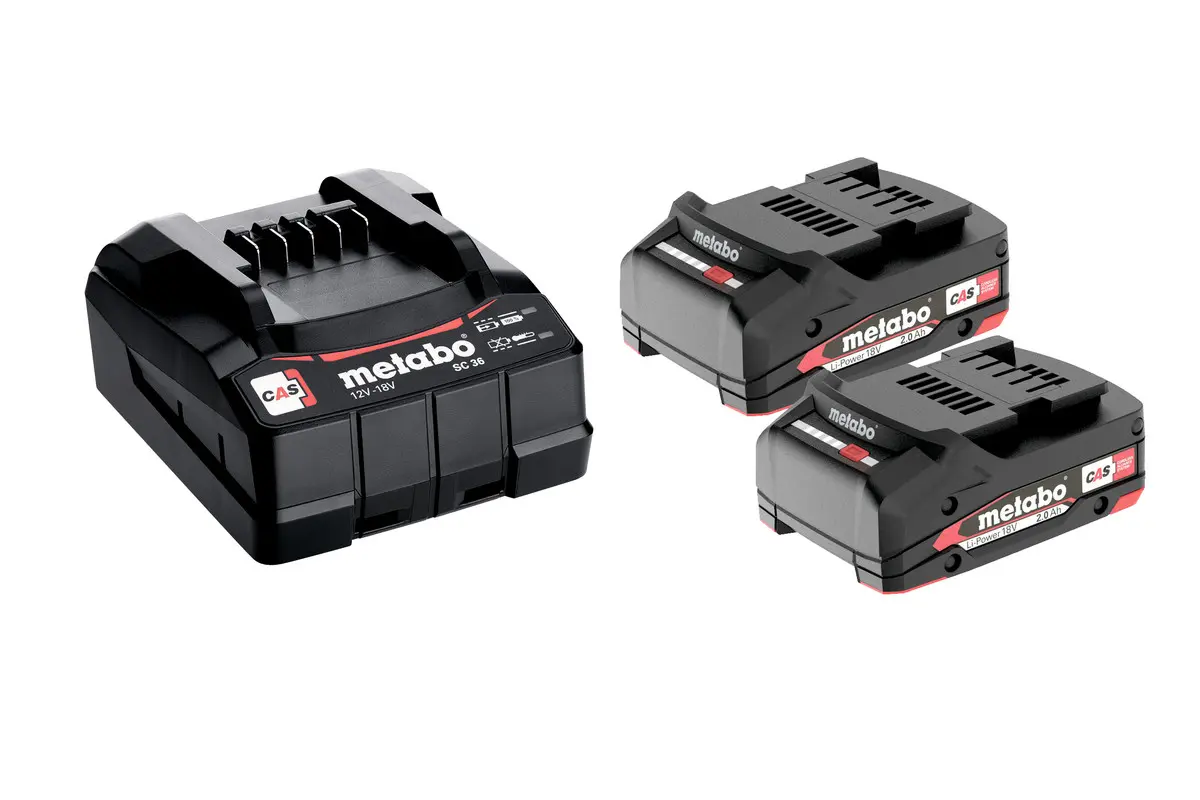 Produktfoto 1 von Metabo 685161000, Basis-Set 2 x 18V 2,0 Ah  + Ladegerät SC 30 im Karton