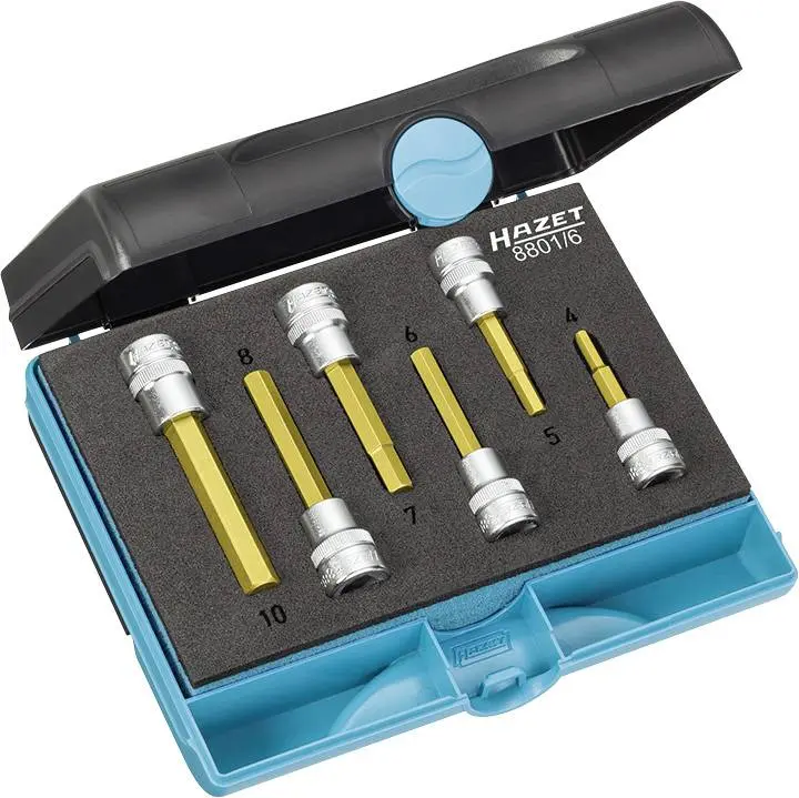 Produktfoto 1 von Hazet 8801/6, Steckschlüssel-Bit-Einsatz-Set 3/8" (10 mm) 6teilig