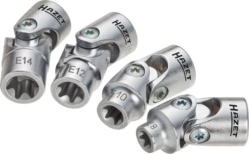 Produktfoto 1 von Hazet 880G-E/4, Gelenk-Steckschlüsseleinsatz-Set 3/8" (10 mm) 4teilig