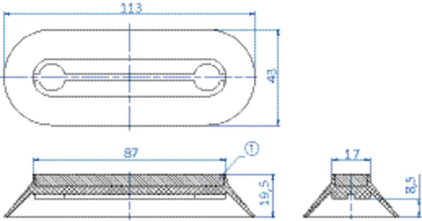 Produktfoto 1 von FIPA 9.110x40.009.4, Ovalsauger 110x40 mm NR braun, Träger: Stahl