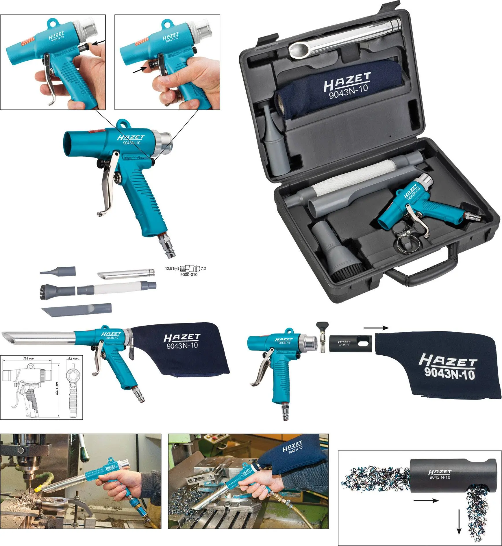 Produktfoto 1 von Hazet 9043N-10, Druckluft-Ausblaspistole 10.34 bar