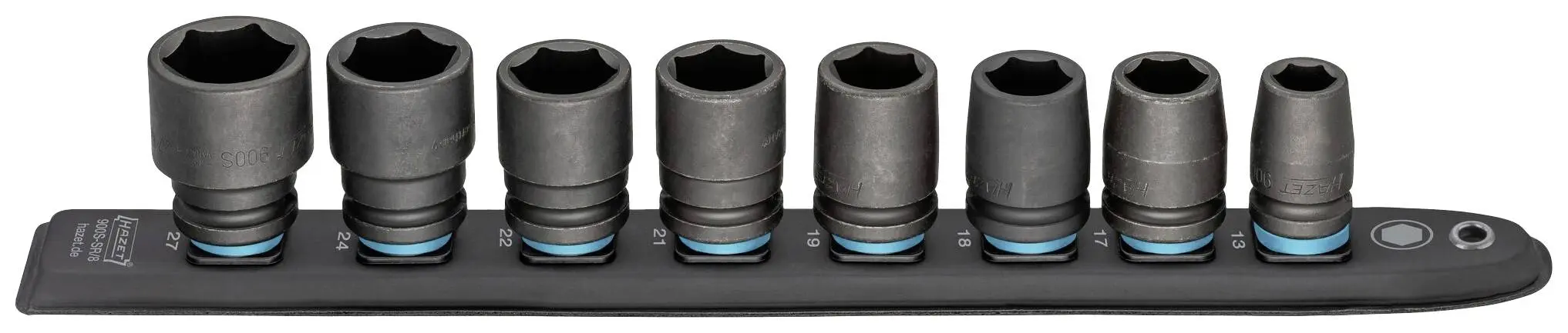 Produktfoto 1 von Hazet 900S-SR/8, Außen-Sechskant Steckleiste 8teilig Vierkant, 1/2" (12.5 mm)